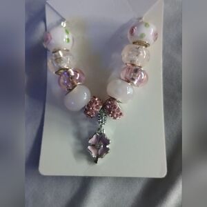 Elegant Pink and White Charm Necklace